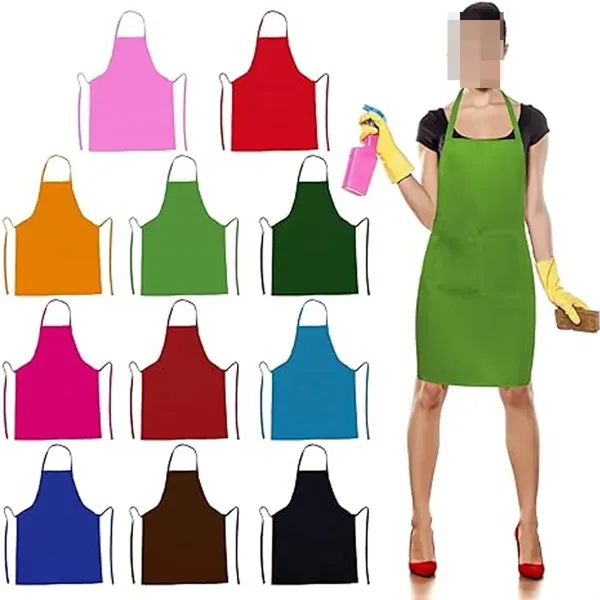 Unisex Comfortable Bib Apron with 2 Pockets Washable - Unisex Comfortable Bib Apron with 2 Pockets Washable - Image 1 of 2