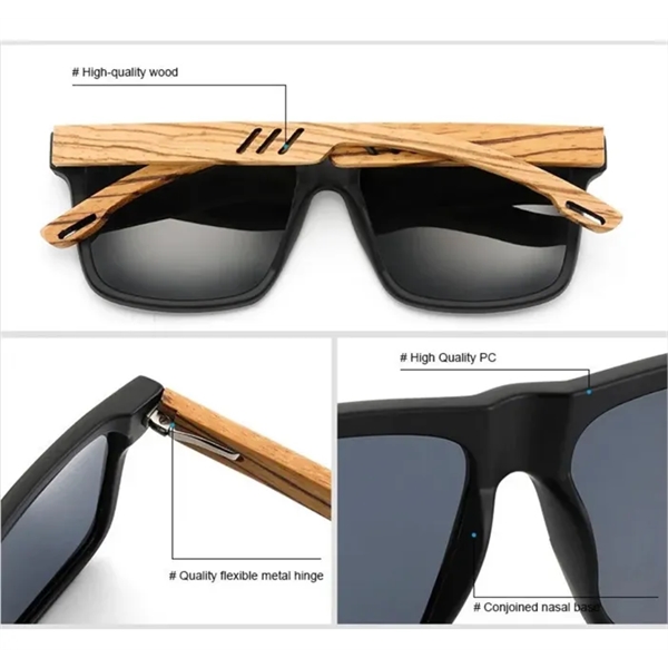 Custom Polarized Bamboo Wooden Sunglasses - Custom Polarized Bamboo Wooden Sunglasses - Image 2 of 3