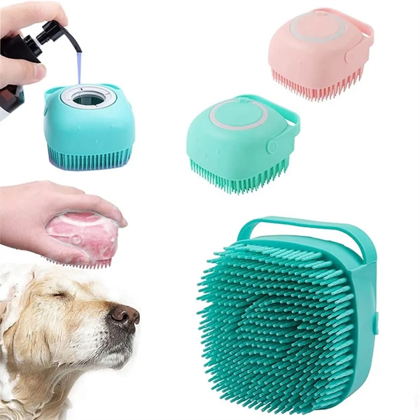 Dog Cat Bath Brush Comb Silicone Rubbe - Dog Cat Bath Brush Comb Silicone Rubbe - Image 1 of 4
