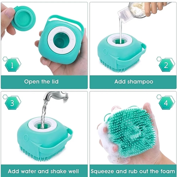 Dog Cat Bath Brush Comb Silicone Rubbe - Dog Cat Bath Brush Comb Silicone Rubbe - Image 3 of 4