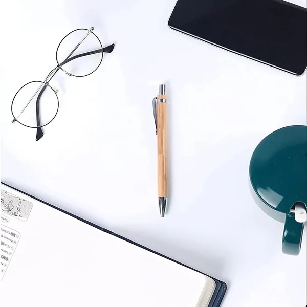 Bamboo Wooden Sustainable Retractable Ballpoint Pen - Bamboo Wooden Sustainable Retractable Ballpoint Pen - Image 2 of 2
