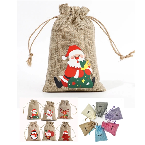 Christmas Linen Gift Bag - Christmas Linen Gift Bag - Image 0 of 2