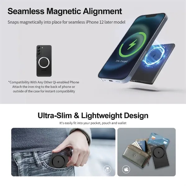 2000mAh Magnetic Emergency Wireless Charging Power Bank - 2000mAh Magnetic Emergency Wireless Charging Power Bank - Image 1 of 5
