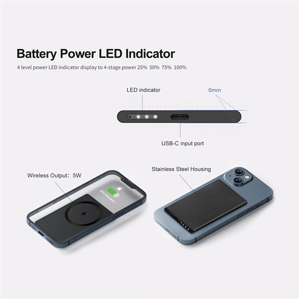 2000mAh Magnetic Emergency Wireless Charging Power Bank - 2000mAh Magnetic Emergency Wireless Charging Power Bank - Image 3 of 5