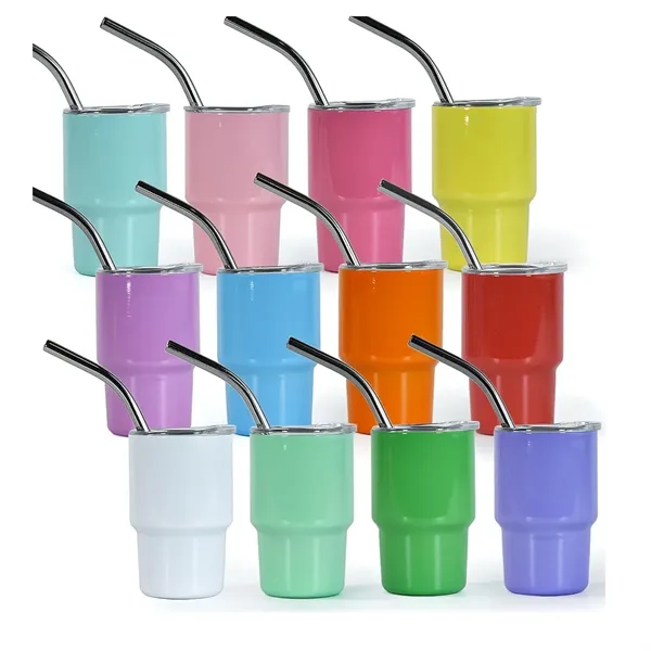 3oz Mini Tumbler Shot Glass with Straw and Lid - 3oz Mini Tumbler Shot Glass with Straw and Lid - Image 1 of 3
