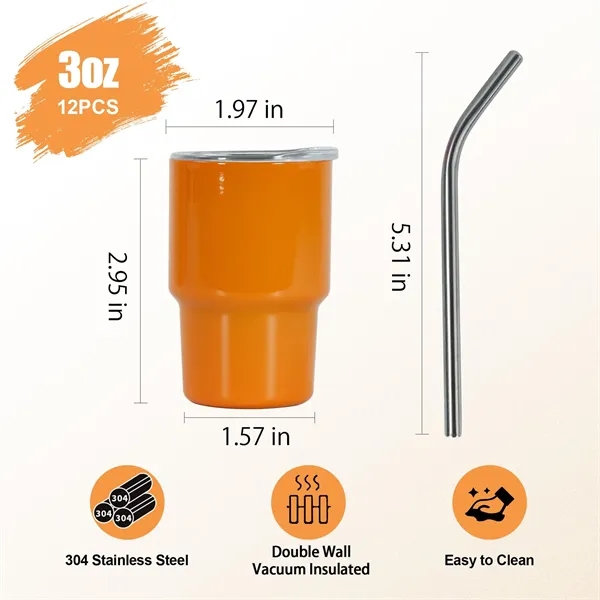 3oz Mini Tumbler Shot Glass with Straw and Lid - 3oz Mini Tumbler Shot Glass with Straw and Lid - Image 2 of 3