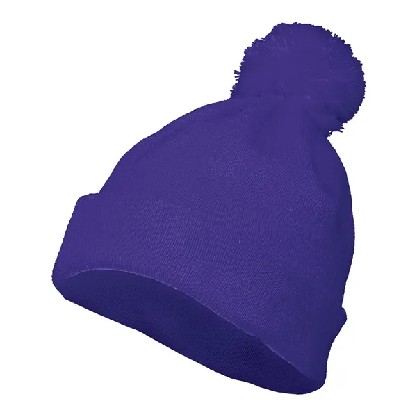 Augusta Sportswear Two Layer Acrylic Knit Pom Beanie - Augusta Sportswear Two Layer Acrylic Knit Pom Beanie - Image 9 of 12