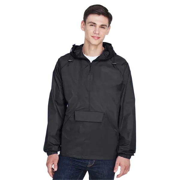 UltraClub Adult Quarter-Zip Hooded Pullover Pack-Away Jacket - UltraClub Adult Quarter-Zip Hooded Pullover Pack-Away Jacket - Image 17 of 31