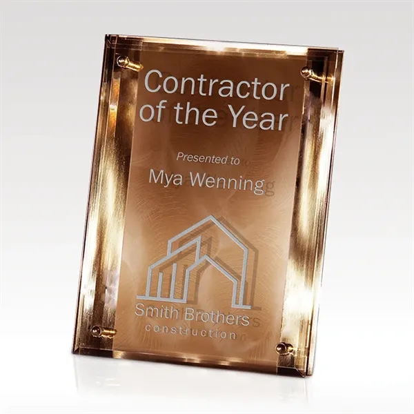 Copper Reflections Plaque - Polished Metal & Glass