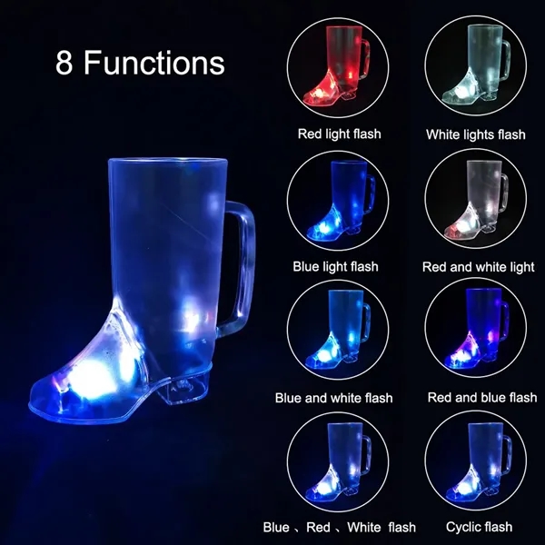 16 Oz Flashing Bar Boot Glass 8 Mode Led Light-Up Beer Mug - 16 Oz Flashing Bar Boot Glass 8 Mode Led Light-Up Beer Mug - Image 3 of 5