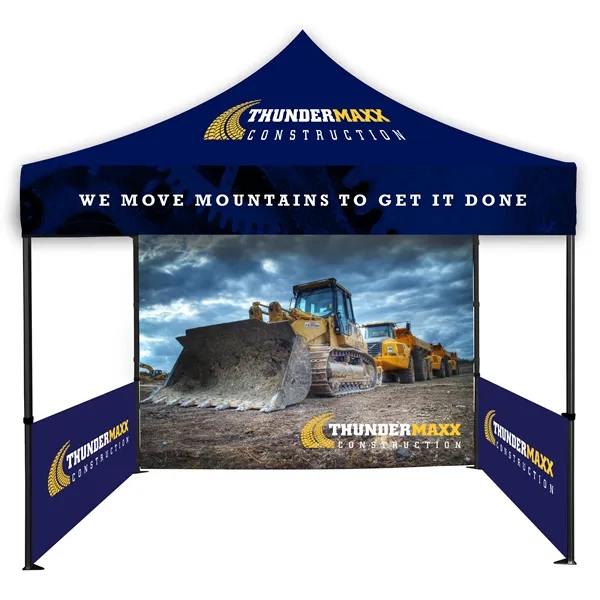 10x10ft Steel Frame Tent w/Full Rear & 2 Half Side Walls - 10x10ft Steel Frame Tent w/Full Rear & 2 Half Side Walls - Image 0 of 8