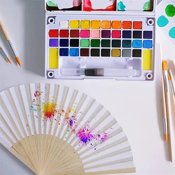 Custom Printing DIY Foldable Handheld Bamboo Paper Fan - Custom Printing DIY Foldable Handheld Bamboo Paper Fan - Image 2 of 3