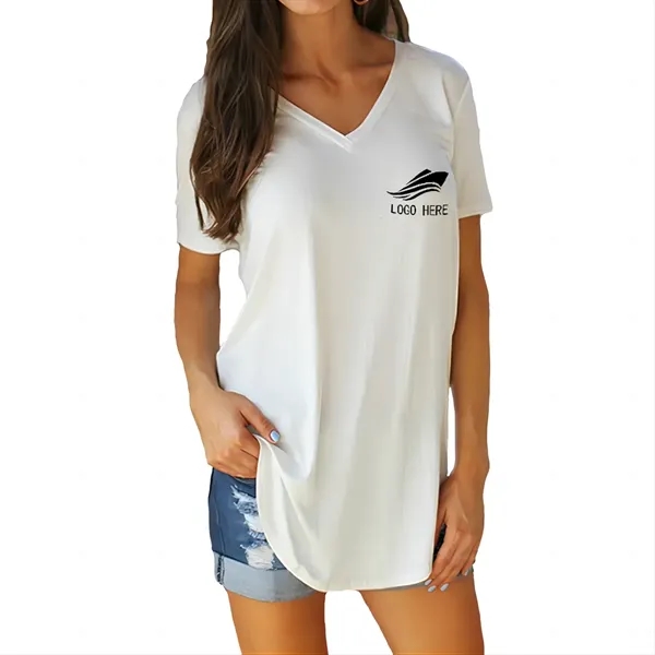 Customizable Diamond Cotton V-Neck Women's Tee