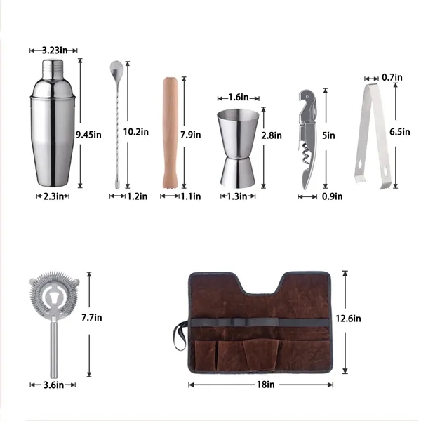 Cocktail Shaker 8-Piece Portable Bar Professional Tool Set - Cocktail Shaker 8-Piece Portable Bar Professional Tool Set - Image 1 of 1