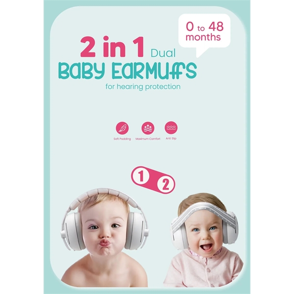 2 in 1 Baby Earmuffs Noise Reduction Headphone - 2 in 1 Baby Earmuffs Noise Reduction Headphone - Image 1 of 5