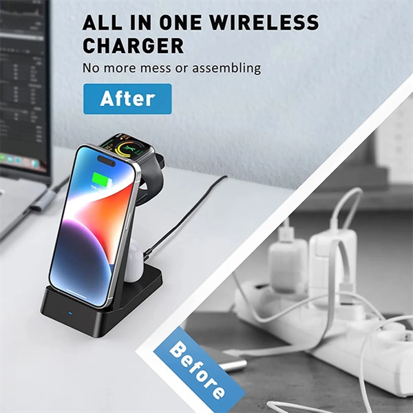 3-in-1 Phone Watch Earpods Wireless Charging Station - 3-in-1 Phone Watch Earpods Wireless Charging Station - Image 2 of 3