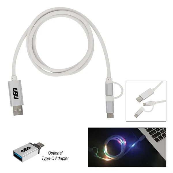 3-in-1 3 Ft. Disco Tech Light Up Charging Cable - 3-in-1 3 Ft. Disco Tech Light Up Charging Cable - Image 0 of 4