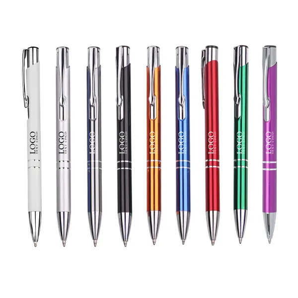 Retractable Metal Ballpoint Pen with Black Ink - Retractable Metal Ballpoint Pen with Black Ink - Image 1 of 10