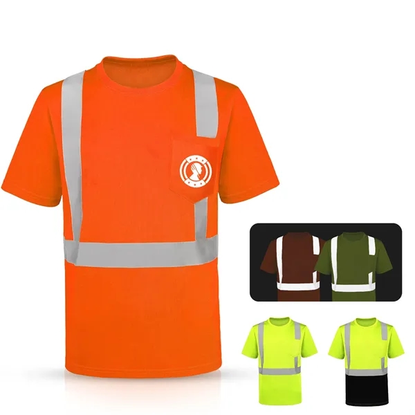 4 Oz. Class 2 Short Sleeve Hi Vis Reflective Safety T-Shirt - 4 Oz. Class 2 Short Sleeve Hi Vis Reflective Safety T-Shirt - Image 0 of 5