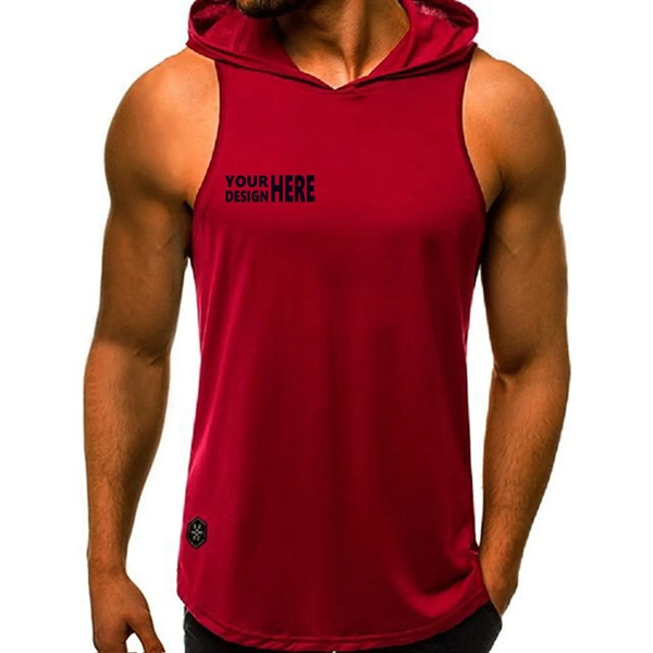 Men's Gym Sleeveless Hoodie - Men's Gym Sleeveless Hoodie - Image 3 of 14