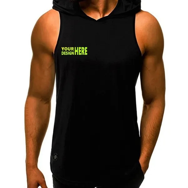 Men's Gym Sleeveless Hoodie - Men's Gym Sleeveless Hoodie - Image 5 of 14
