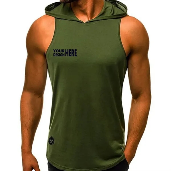 Men's Gym Sleeveless Hoodie - Men's Gym Sleeveless Hoodie - Image 7 of 14