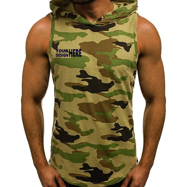 Men's Gym Sleeveless Hoodie - Men's Gym Sleeveless Hoodie - Image 9 of 14