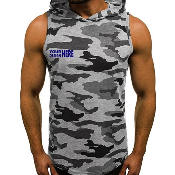 Men's Gym Sleeveless Hoodie - Men's Gym Sleeveless Hoodie - Image 13 of 14