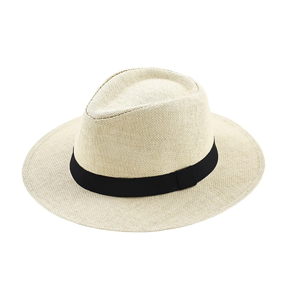 Unisex Summer Wide Brim Panama Sun Fedora Straw Hat - Unisex Summer Wide Brim Panama Sun Fedora Straw Hat - Image 2 of 9
