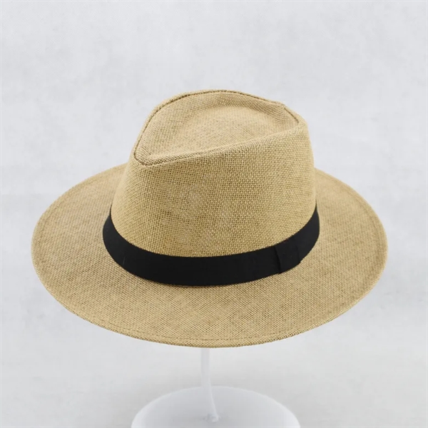 Unisex Summer Wide Brim Panama Sun Fedora Straw Hat - Unisex Summer Wide Brim Panama Sun Fedora Straw Hat - Image 5 of 9