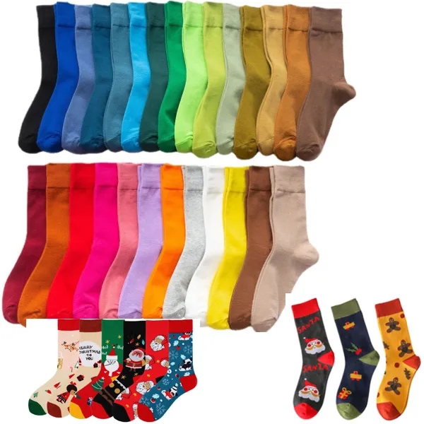 Cotton Mid-calf Socks with Embroidery Printing - Cotton Mid-calf Socks with Embroidery Printing - Image 0 of 4