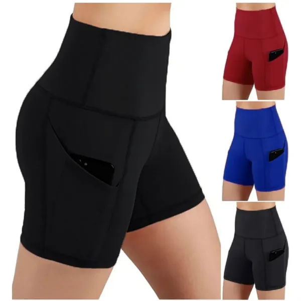 High Waist Yoga Shorts with Deep Pockets - High Waist Yoga Shorts with Deep Pockets - Image 0 of 8