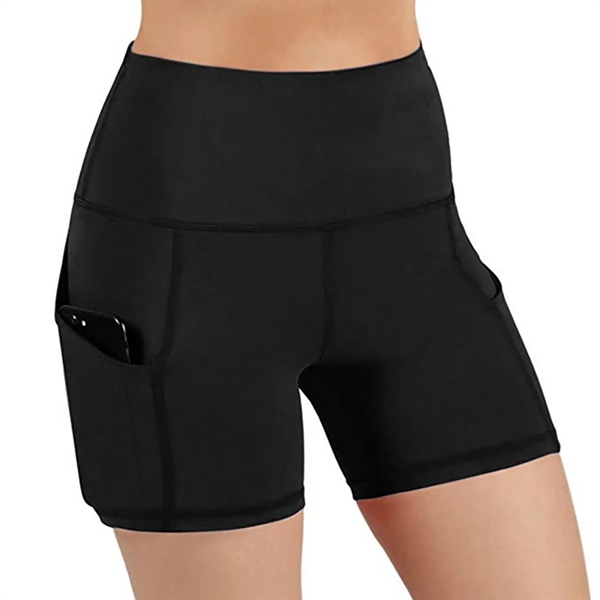 High Waist Yoga Shorts with Deep Pockets - High Waist Yoga Shorts with Deep Pockets - Image 2 of 8