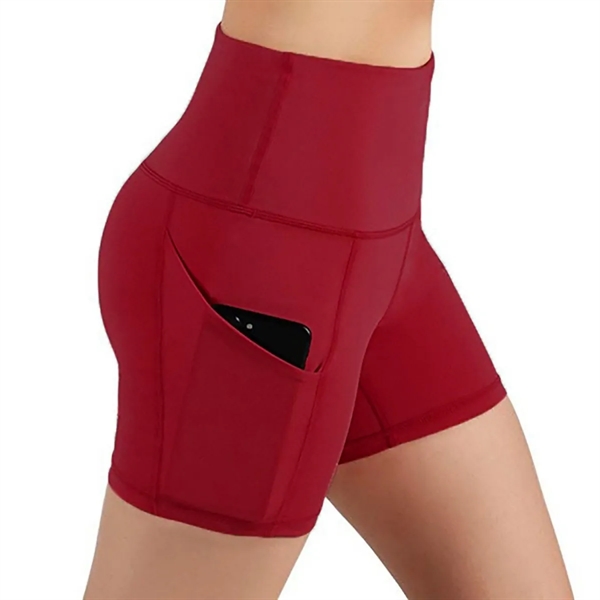 High Waist Yoga Shorts with Deep Pockets - High Waist Yoga Shorts with Deep Pockets - Image 3 of 8