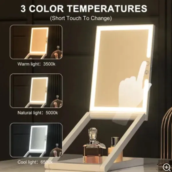 LED Lights Fold Lift Makeup Organizer Mirror with Magnifier - LED Lights Fold Lift Makeup Organizer Mirror with Magnifier - Image 0 of 2