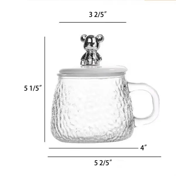 13oz Cute Bear-Themed Glass Mug Tea Cup W/Lid & Spoon - 13oz Cute Bear-Themed Glass Mug Tea Cup W/Lid & Spoon - Image 1 of 3