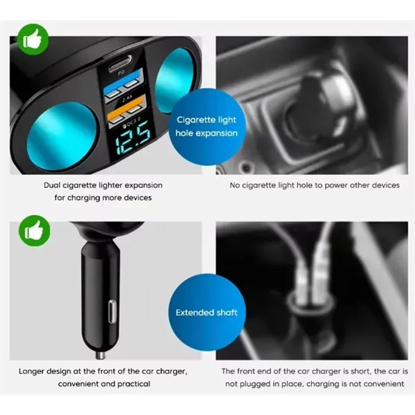 Fast Car Charger Socket Cigarette Lighter with QC 3.0 & PD - Fast Car Charger Socket Cigarette Lighter with QC 3.0 & PD - Image 2 of 5