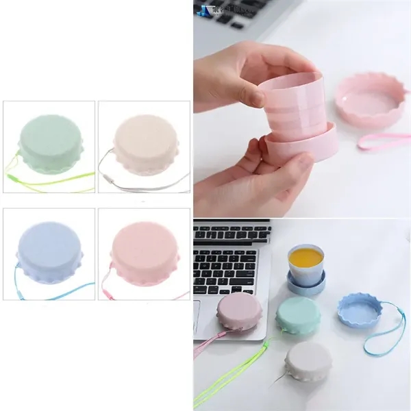 7oz Straw Wheat Telescopic Folding Camping Drinking Cup - 7oz Straw Wheat Telescopic Folding Camping Drinking Cup - Image 2 of 2