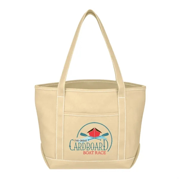 Full Color Medium Cotton Canvas Boat Tote Bag - Full Color Medium Cotton Canvas Boat Tote Bag - Image 5 of 6