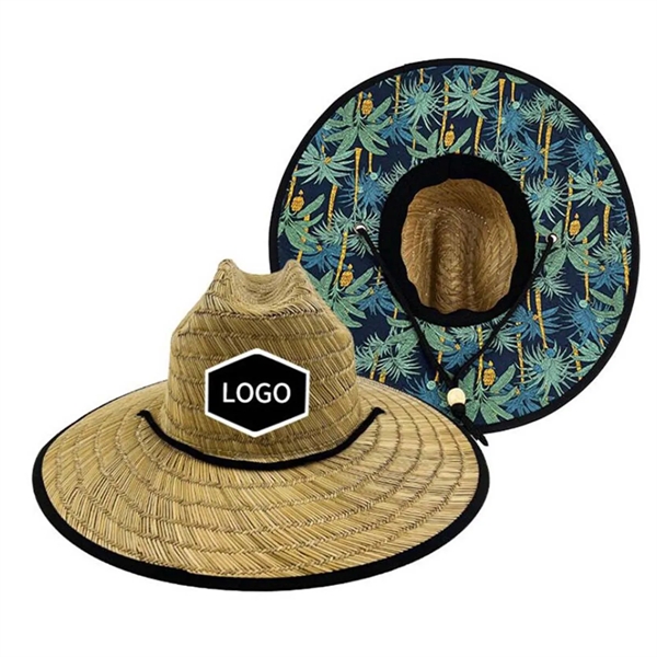 Summer Wide Brim Straw Woven Fisherman Hat With Woven Patch - Summer Wide Brim Straw Woven Fisherman Hat With Woven Patch - Image 4 of 8