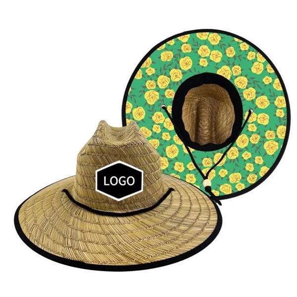Summer Wide Brim Straw Woven Fisherman Hat With Woven Patch - Summer Wide Brim Straw Woven Fisherman Hat With Woven Patch - Image 8 of 8