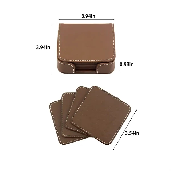 Classic Luxury Executive Desk Leatherette Square Coaster Set - Classic Luxury Executive Desk Leatherette Square Coaster Set - Image 1 of 2