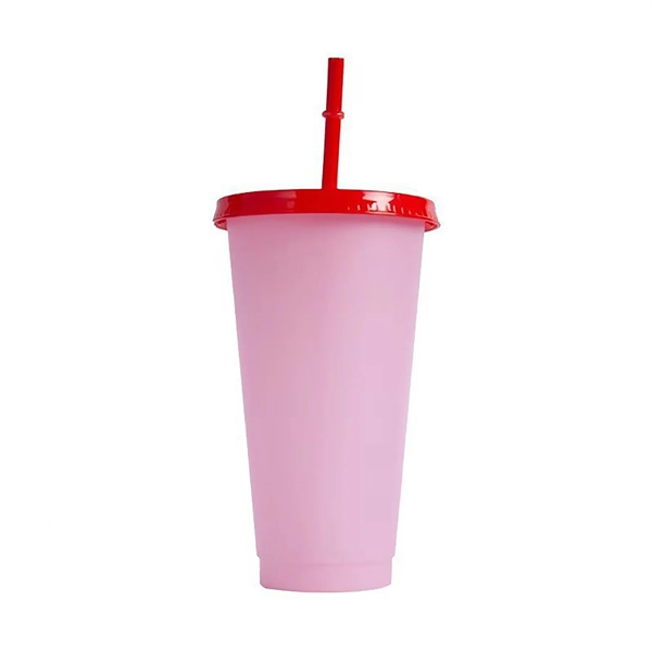 24 Oz Stacked Plastic Color Changing Cold Tumbler With Straw - 24 Oz Stacked Plastic Color Changing Cold Tumbler With Straw - Image 1 of 7