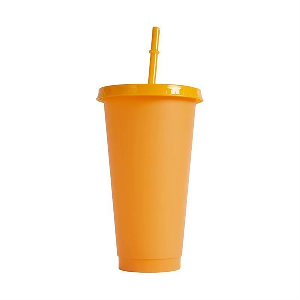 24 Oz Stacked Plastic Color Changing Cold Tumbler With Straw - 24 Oz Stacked Plastic Color Changing Cold Tumbler With Straw - Image 3 of 7