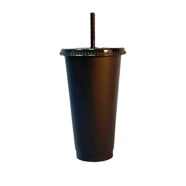 24 Oz Stacked Plastic Color Changing Cold Tumbler With Straw - 24 Oz Stacked Plastic Color Changing Cold Tumbler With Straw - Image 4 of 7