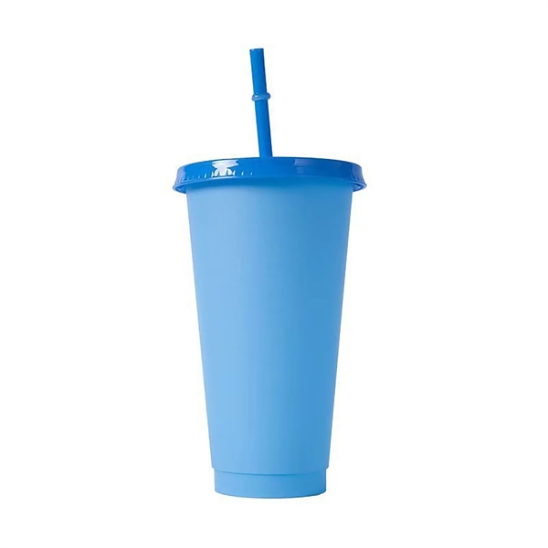 24 Oz Stacked Plastic Color Changing Cold Tumbler With Straw - 24 Oz Stacked Plastic Color Changing Cold Tumbler With Straw - Image 5 of 7