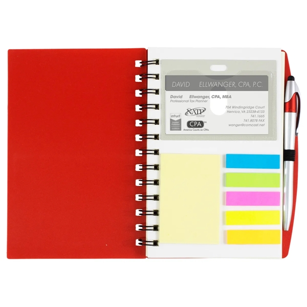 STYLISH SPIRAL STICKY NOTES, FLAGS AND PEN NOTEBOOK - STYLISH SPIRAL STICKY NOTES, FLAGS AND PEN NOTEBOOK - Image 9 of 10