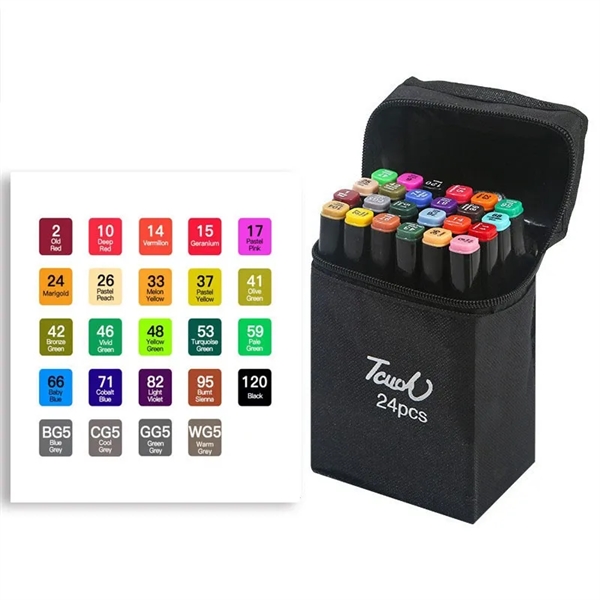 24 Color Alcohol Based Markers Set - 24 Color Alcohol Based Markers Set - Image 0 of 3