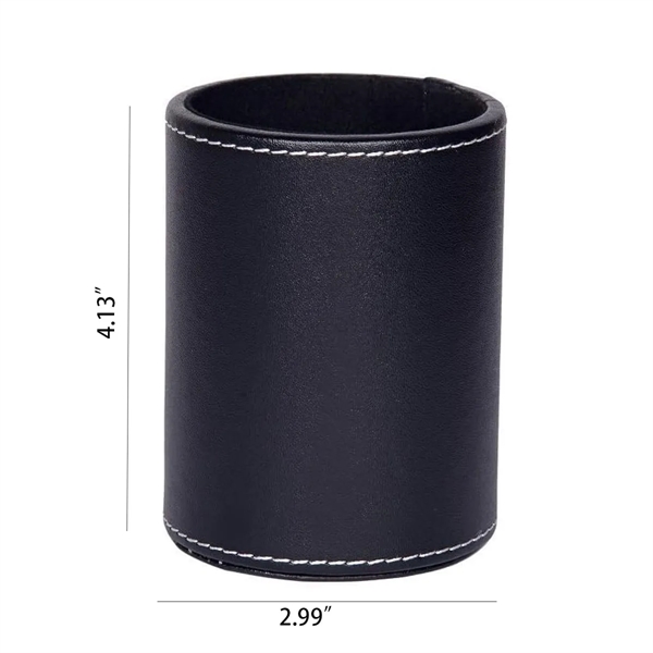 PU Leather Round Pen &Pencil Stationery Stand Desk Organizer - PU Leather Round Pen &Pencil Stationery Stand Desk Organizer - Image 1 of 3