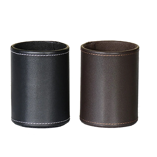 PU Leather Round Pen &Pencil Stationery Stand Desk Organizer - PU Leather Round Pen &Pencil Stationery Stand Desk Organizer - Image 3 of 3